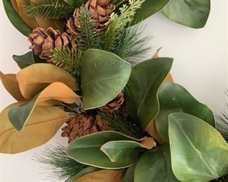 25- $50 Magnolia and pine fit artificial floral arrangement 34”d 