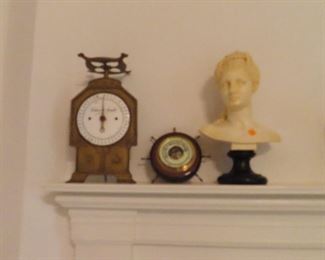 Antique Scale - Barometer - Bust Figurine 