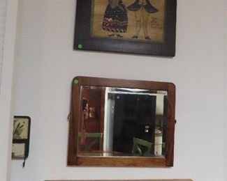 Farmhouse Style Antique Shelf - Antique Mirror - Picture