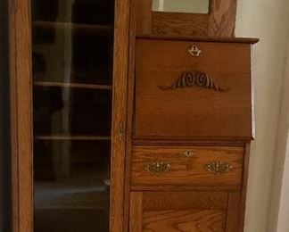 Antique side by side secretary/curio/bookcase