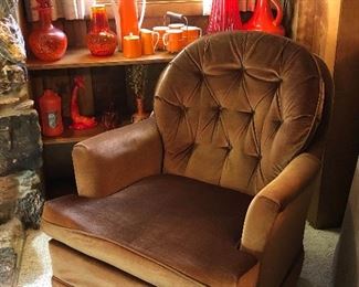 ONE OF TWO ROCKING SWIVEL CHAIRS