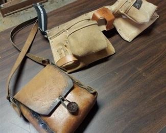 tool belt and leather pouch