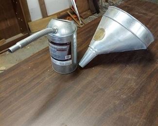 Funnel and oil can
