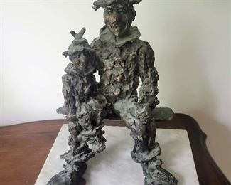 Irwin Hyman bronze Clown and Puppet