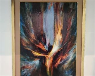 Large Leonardo Nierman abstract oil painting