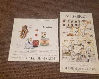 Pair Galerie Maeght period lithographs for Steinberg exhibitions unframed