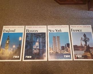 Four vintage 1965 TWA travel posters