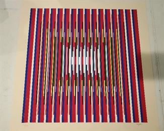 Yaacov Agam "agamagraph" kinetic art lithograph Deep Prayer signed and numbered.