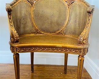 1-26 French XVI Style Giltwood Cane armchair