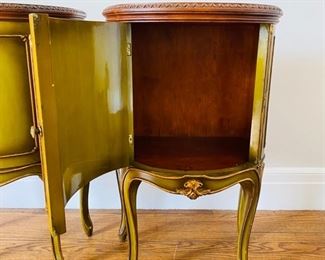 1-9: Pair of Green French End tables
