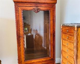 1-4 English Armoire 19th Century (Mahogany) Measures 75.5" H 38.5" W 17"D Crown 5" (removable).