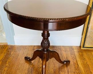 1-7 Round Mahogany Table H 28" D 28"