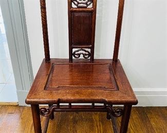 1-26: Country French Carved Cane Chair;
38" tall x 18" wide and 18.5" from foot to seat