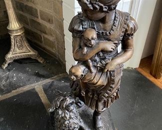 1-108 Little Girl and Her Dogs - Bronze Sculpture by Ferdinand Barbedienne