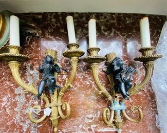 1-71 Bronze Black Cherubs Sconces