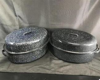 2 Jumbo Enamel Roaster Pots
