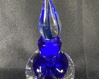 Blue Art Glass Blown Glass Perfume Bottle