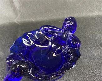 Cobalt Blue Art Nouveau Woman Bathing Trinket Soap Dish Ashtray