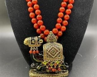 Heidi Daus Rhinestone and Enamel Sitting Camel Double Strand Necklace