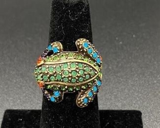 Heidi Daus Rhinestone Covered Frog Ring