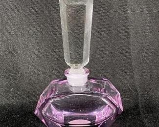 House of Global Art Cut Crystal Purple Clear Perfume Bottle