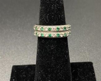 Matching Stacker Silver CZ and Emerald Rings
