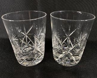 Matching Pair of Cut Crystal Drink Rocks Glasses