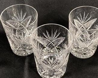 Set of 3 Matching Cut Crystal Rocks Drink Glasses