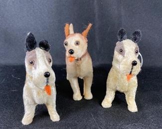 Set of 3 Vintage Fuzzy Dog Figurine Toys