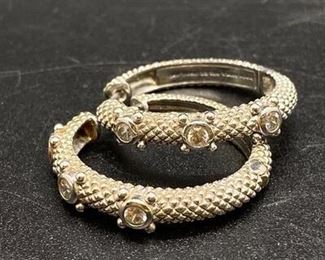 Judith Ripka Sterling Silver 925 Cubic Zirconia CZ Hoop Earrings