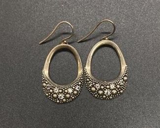Michael Dawkins Sterling Silver 925 Dangle Starry Night Hoop Earrings