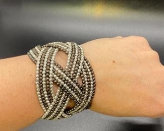 Metallic Bead Wire Cuff Bracelet