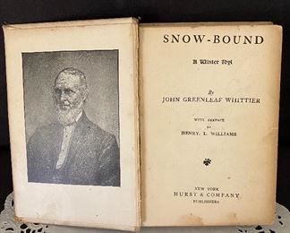 Additional photo of inside cover of "Snow-Bound" book.