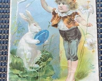 Additional photo of Rabbit trade card dated "1893" by The Knapp Co. N.Y. Included in frame.