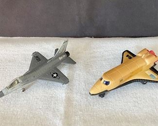 1. USAF Die-cast Metal replica plane by "Ertl Company", made in Dyersville, Iowa.                                                                                   2. "Everlast Toys" plastic replica plane. (missing tail piece). Pair $20 