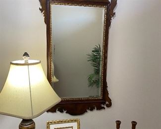 Gorgeous mahogany mirror with shell detail