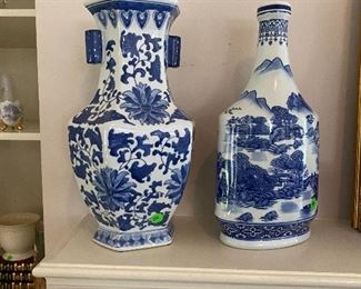 Blue and white vases and decor 
