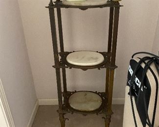 Antique marble and metal 3 tiered Etagere 