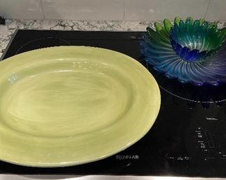 Serving Platters, Pottery Barn Sausalito  & Beautiful Multi-Colored Glass Platter & Matching Bowl
$40.00