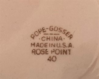 Pope-Gosser china - "Rose Point"