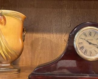 Vintage vase; mantel clock