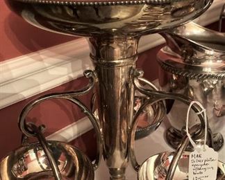 Silverplate epergne with hanging bowls