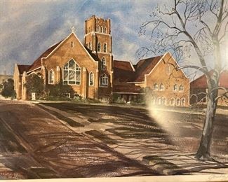 Framed art by the late A. C. Gentry (of Tyler) - Christ Episcopal Church of Tyler, Texas