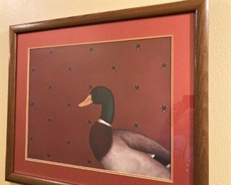 Framed and matted duck art