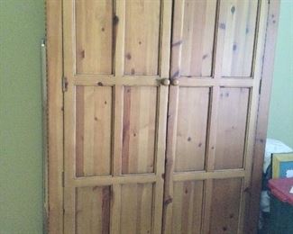 Large pine wardrobe with built in drop down desk