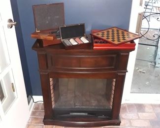 Electric fire place with remote for flame adjustment and on and off heat control