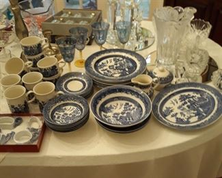 Some Blue Willow dishware