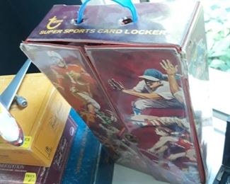Vintage Topps sports card locker with
Football cards inside