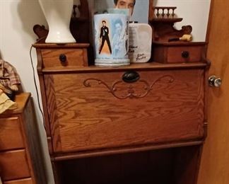 Antique Secretary in Elvis Collectible room.