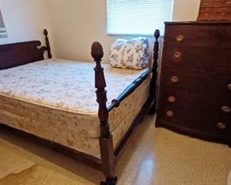 Antique bed set with chest and dresser w/mirror